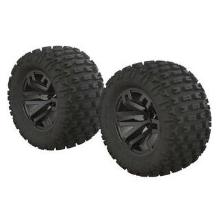 Arrma Ragnarok Mt Tire ST Glued (Black Chrome) (2) - ARA550053