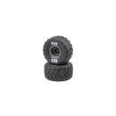 ECX Rt/Lft Tire, Prmnt, Gray Whl (2): 1:10 2WD Axe MT -...