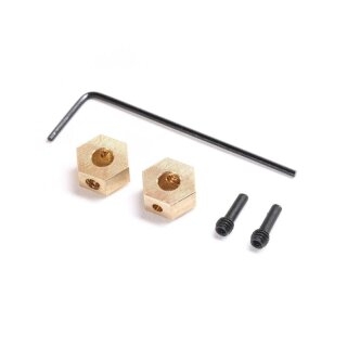 Axial Hex Hub, Brass 1.0g (2): SCX24, AX24 - AXI302002